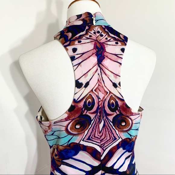 SOLD-Bebe Watercolor Halter Bodycon Dress - Picture 3 of 8